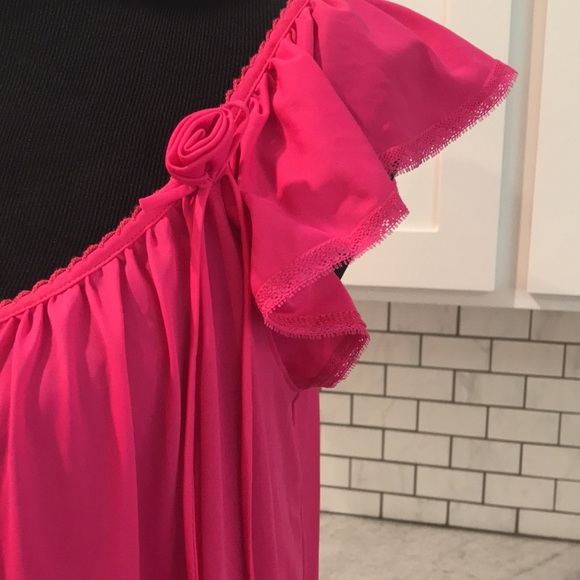 Miss Elaine Night Gown Womens Medium Pink Rose Mid Length Silky Flowy Minimalist - Picture 2 of 8